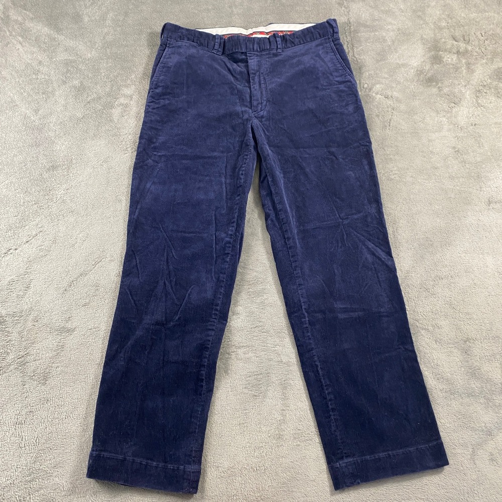 Polo Golf Ralph Lauren Pants Mens 34/30 Navy Blue Corduroy Straight Leg Trousers